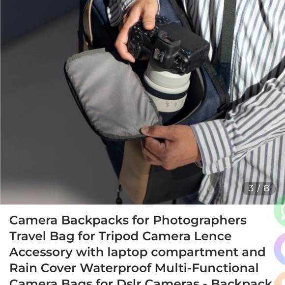 Camera Backpack Navy & Leather - Picture 5 of 7